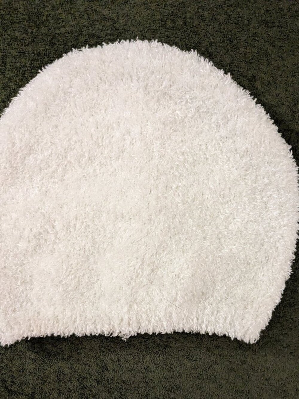 White Fuzzy Knit Beanie Soft Boucle One Size